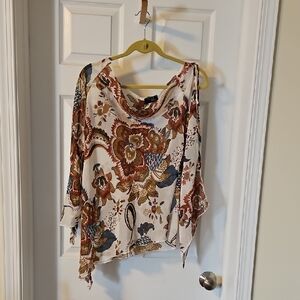 RAG RECYCLE Asymmetrical V-Hem Blouse with Slit Sleeves - Size L